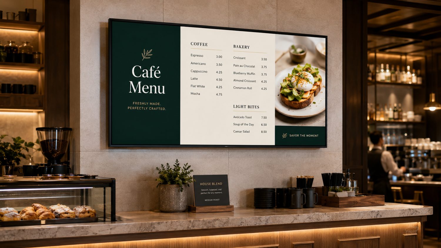 Designed menu screen example