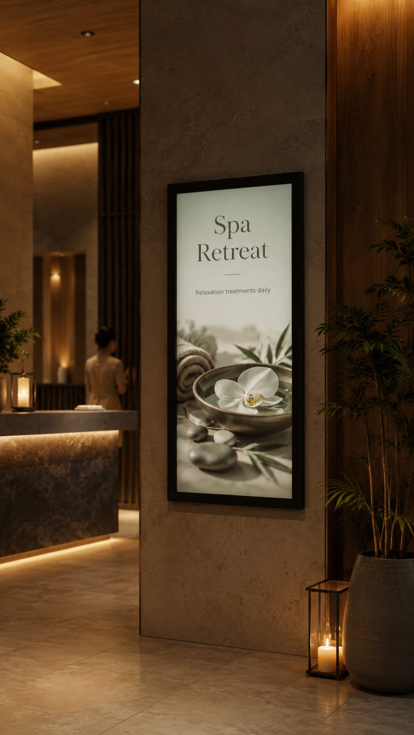 Spa retreat portrait signage