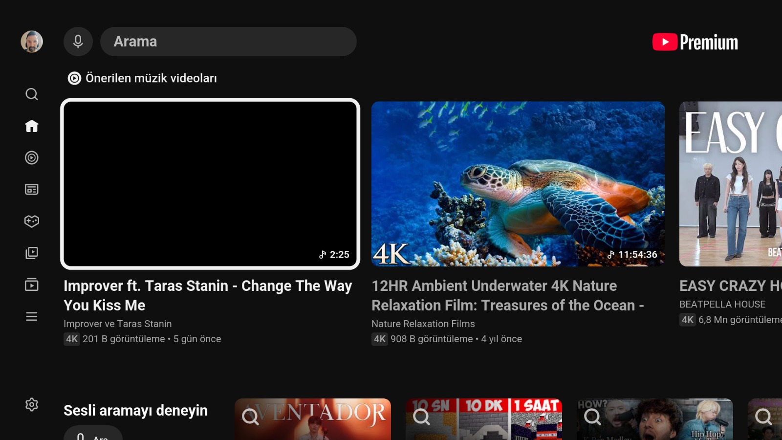 Inicio de streaming personalizado